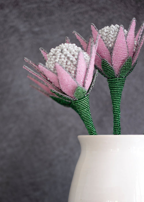 Beaded Protea Flower in Pink