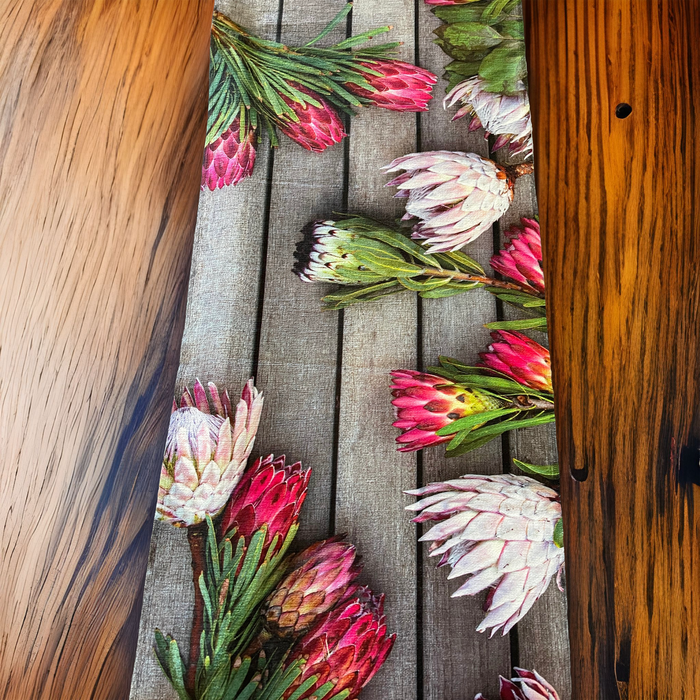 Anna's Bunch of Proteas Linen Table Runner