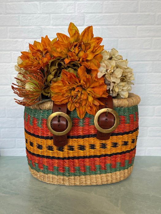 Ghanaian Handwoven Small Bolga Bicycle Basket