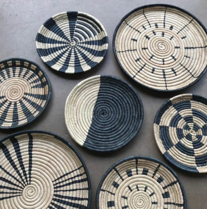 Black & Natural Handwoven Wall Plates