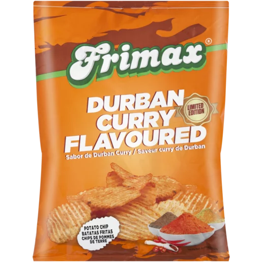 Frimax Durban Curry Flavoured Potato Chips, 125g