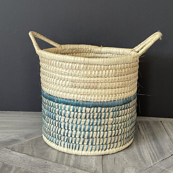 Handwoven Rattan Charcoal & Natural Basket