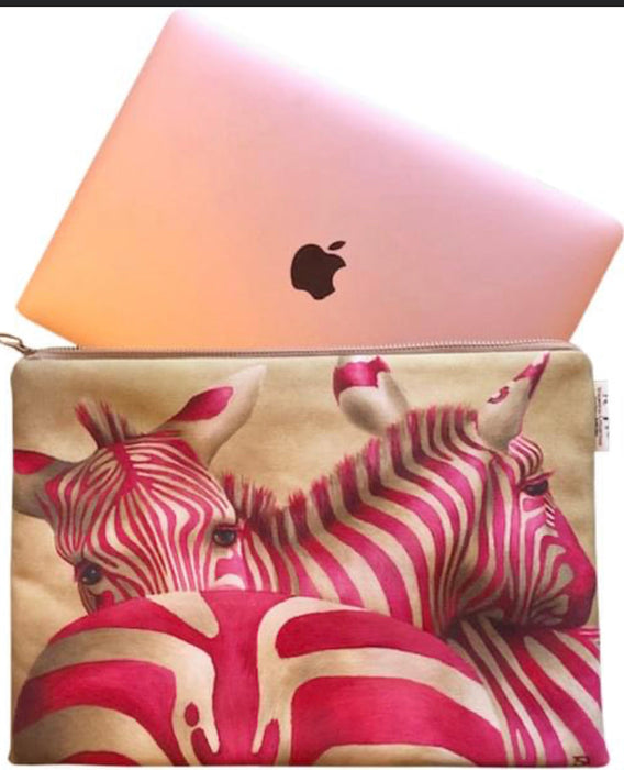 Pink Zebra Laptop Bag