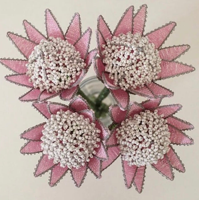 Beaded Protea Flower in Pink