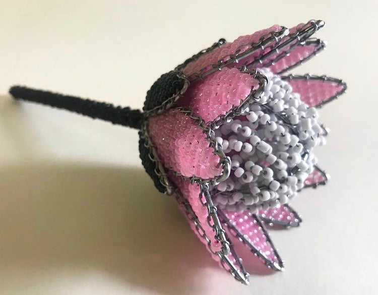 Beaded Protea Flower in Pink