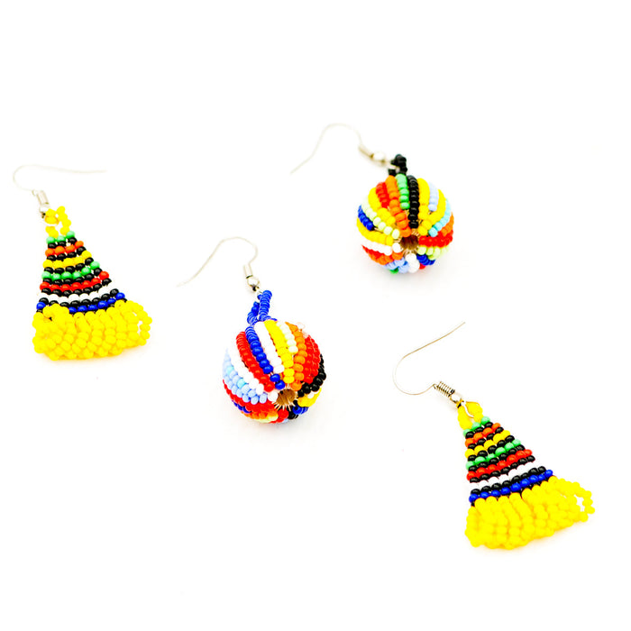 Zulu Multicolor Ball Beaded Earrings