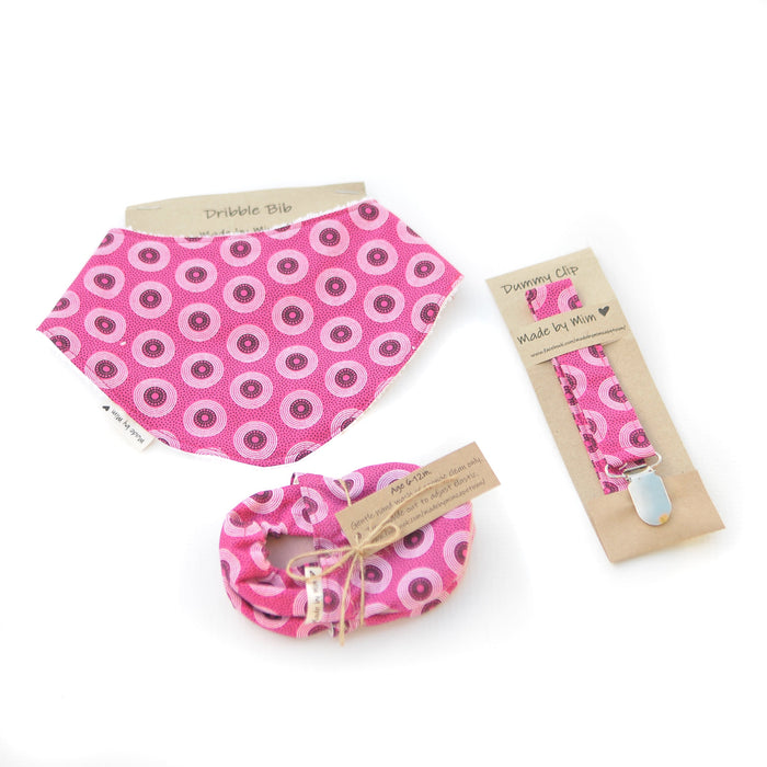 Shweshwe Baby Matching Bib, Slippers & Pacifier Clip