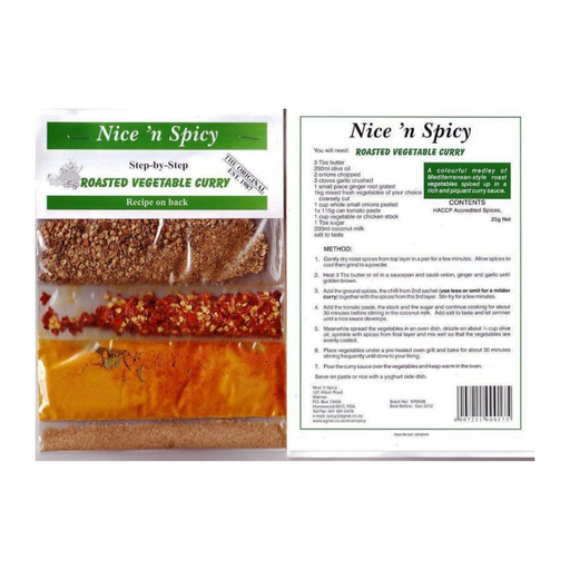 Nice 'n Spicy Vegetable Curry Mix (20 g) | Food, South African | USA's #1 Source for South African Foods - AubergineFoods.com 