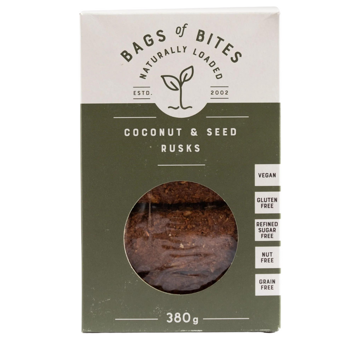 Bag of Bites Naturally Loaded Coconut & Seed Rusks, 380g