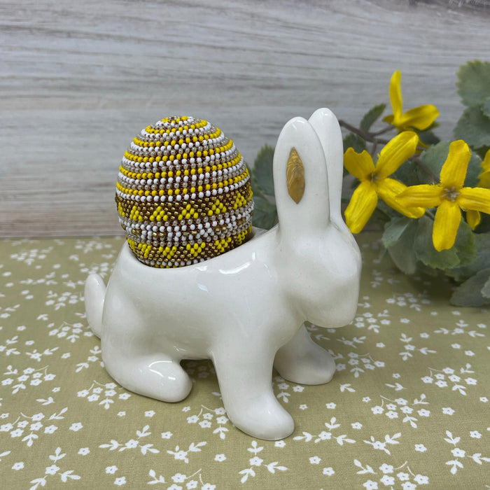 Ceramic White & Gold Bunny Egg Cup