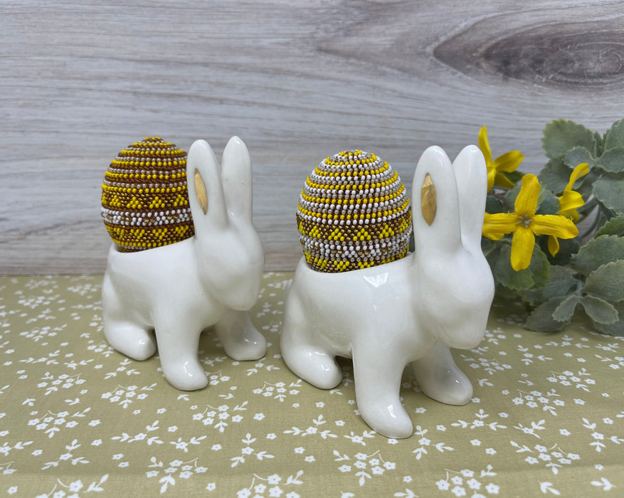 Ceramic White & Gold Bunny Egg Cup
