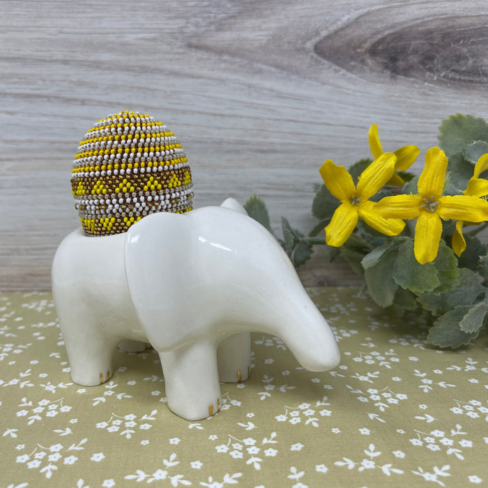 Ceramic White & Gold Elephant Egg Cup