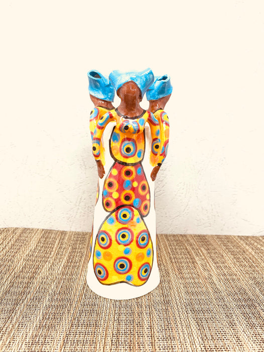 Ceramic 3 Lady Bright on White Ubuntu Vase