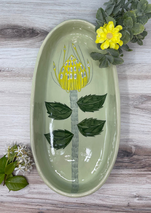 Gemma Orkin Ceramic Large Oval Platter - Pincushion Protea