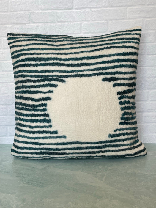 Hand Felted Teal Full Moon Pillow Cover