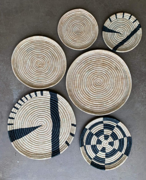 Black & Natural Handwoven Wall Plates